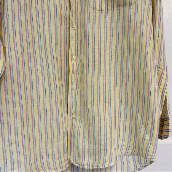 MINE London Milan New York Multicolor Linen Shirt Size Medium - Picture 4 of 4